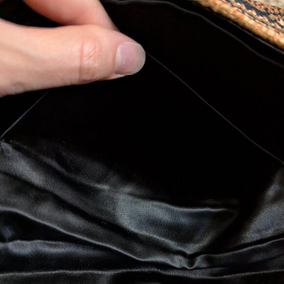 Vintage Clutch Womens Brown Tapestry Southwestern Brushed Fabric Satin Lined - Picture 5 of 8